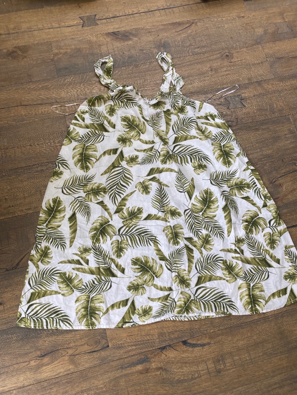 Joe Fresh+ Plus Size 3X Palm Leaf Print Ruffle Camisole Midi Dress Olive/White